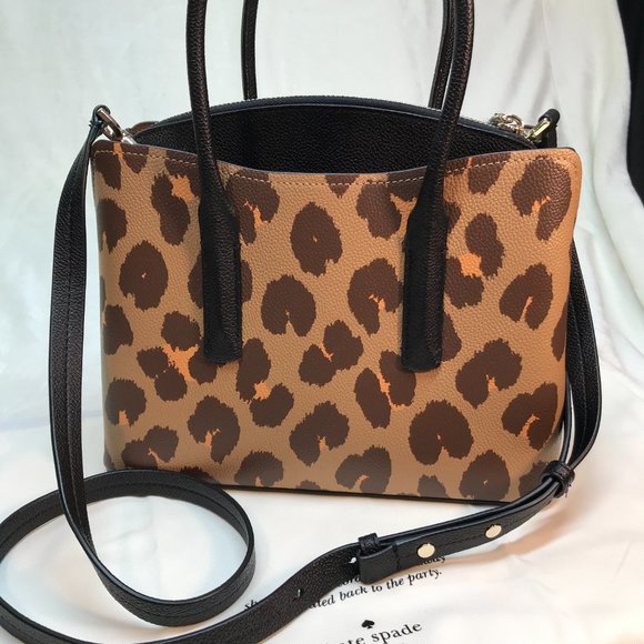 NWOT Authentic Kate Spade Margaux Leopard Medium Leather Convertible Crossbody - Picture 4 of 9